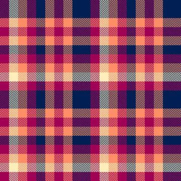 Vibrant plaid seamless pattern featuring striking colors and herringbone deta Stock Illustration