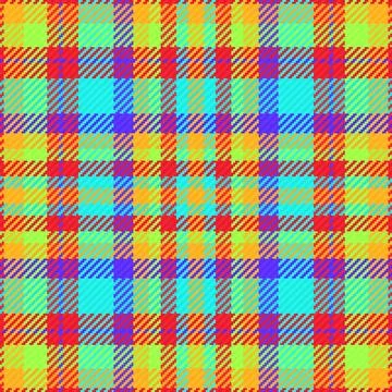 A vibrant plaid seamless pattern featuring bright neon colors. This geometric Stock Illustration