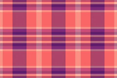 Vibrant plaid seamless pattern featuring interlaced stripes of salmon pink an Stock Illustration
