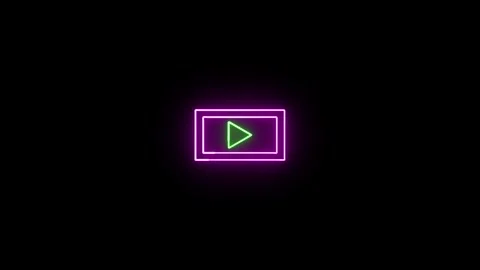 Vibrant Play Button Icon Animation with Neon Glow Effect Stock Footage 282577190