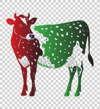 Vibrant, playful cow vector. Stock Illustration