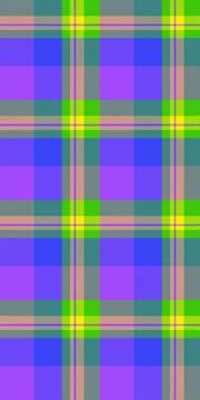 Vibrant, playful plaid pattern in bold purple, lime green, and grey. Perfect  Stock Illustration