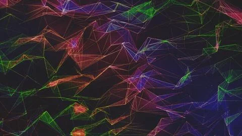 Vibrant Plexus Geometric Background. Abstract Colorful Digital Mesh Connectio Stock Illustration