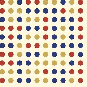 Vibrant polka dot pattern with red blue gold circles for festive party deco.. Stock Illustration
