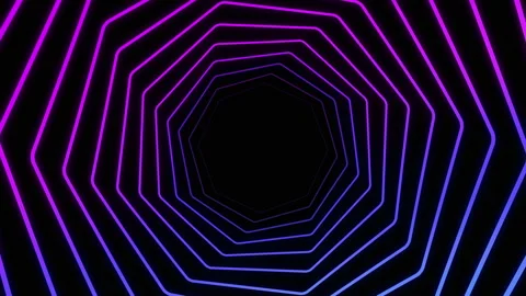 Vibrant Polygon Shape Neon Tunnel with Geometric Lines Stock Footage 323159331