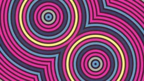 Vibrant Pop Art Dual Node Expanding Circles Seamless Loop Stock Footage 344248461