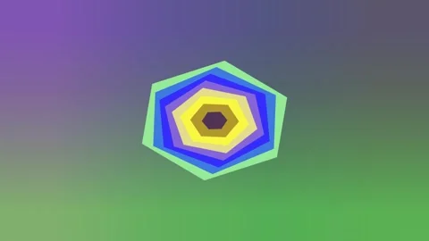Vibrant Pop Art Geometric Concentric Polygon Loop Stock Footage 341609330