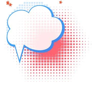 Vibrant pop art speech bubble with halftone dots background for graphic desig Stock Illustration