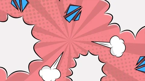 Vibrant pop art style background featuring paper airplanes and comic style Stock Footage 294271574