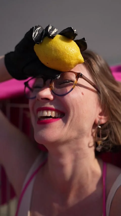 A Vibrant Portrait Featuring a Lemon Nestled Inside a Shopping Cart Full of Joy Stock Footage 317611787