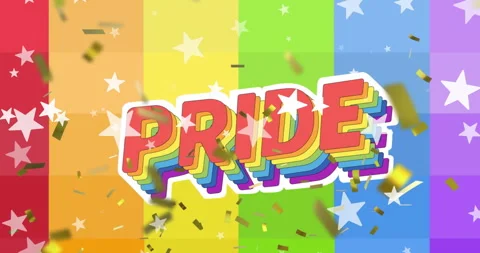 Vibrant pride lettering pops against a colorful background Stock Footage 310978802