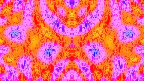Vibrant psychedelic abstract background with luminous symmetrical fractal d.. Stock Footage 339332411