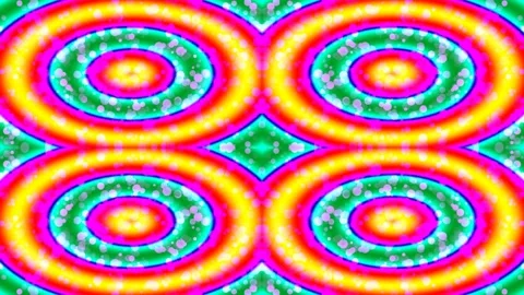 Vibrant Psychedelic Abstract Geometric Pattern with Repeating Colorful Circle Stock Footage 336885241