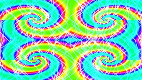 Vibrant psychedelic abstract geometry pattern with colorful flowing spirals Stock Footage 336507813