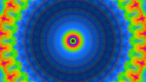 Vibrant psychedelic circle pulses with radiant colors Stock Illustration