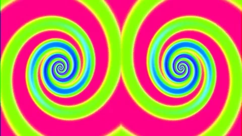 Vibrant psychedelic double spiral optical illusion abstract background loop Stock Footage 336880913