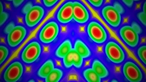 Vibrant psychedelic geometric pattern background with neon colors and symme.. Stock Footage 337655075