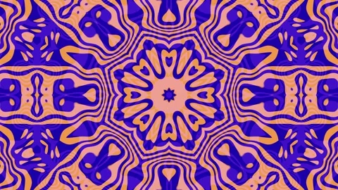 Vibrant Psychedelic Kaleidoscope Loop Animation: Symmetrical Pattern with Stock Footage 302778299
