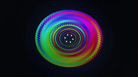 Vibrant psychedelic kaleidoscope vortex spiral animation on dark background Stock Footage 346002738