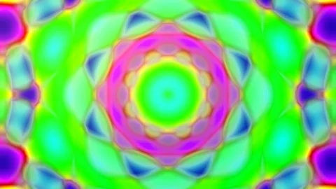 Vibrant Psychedelic Mandala Bloom: Abstract Kaleidoscopic Floral Pattern Stock Footage 331992929