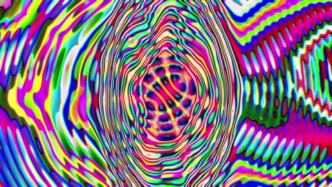 Vibrant psychedelic optical illusion with colorful concentric circles Stock Footage 340528732