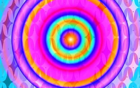 Vibrant Psychedelic Rainbow Target With Concentric Circles And Retro Abstra.. 스톡 일러스트