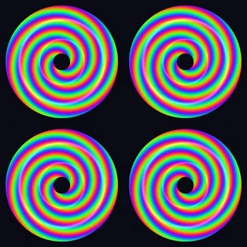 Vibrant psychedelic spiral patterns colorful abstract design background Stock Illustration