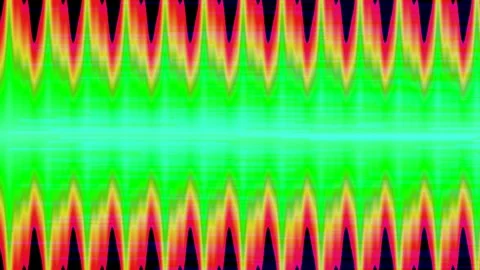 Vibrant psychedelic techno waveform background with glowing digital lines Stock Footage 339494948