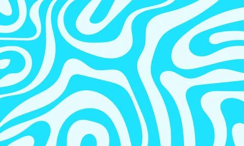 Vibrant psychedelic wavy pattern in bright blue and white, Stock Illustration