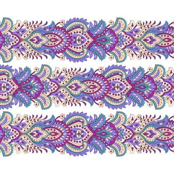 A vibrant purple and blue pattern border on a clean white background Stock Illustration