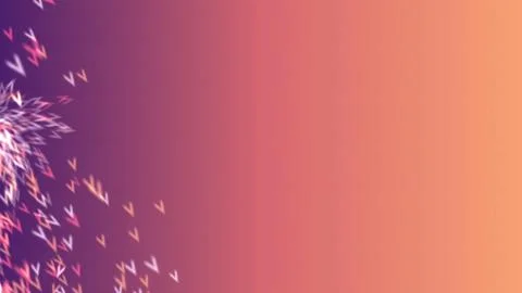 Vibrant purple and orange gradient background with dynamic arrow shapes Illustrazione stock