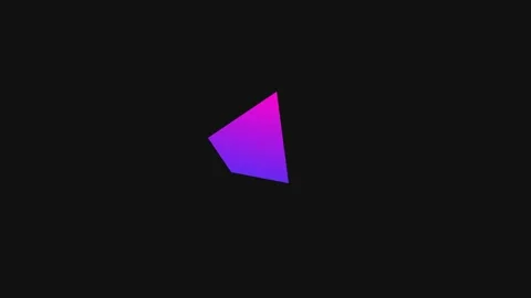 A vibrant purple and pink gradient triangle floating on a solid black background Video stock 335117322