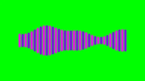 A vibrant purple audio waveform isolated against a solid bright green screen Video stock 340267307