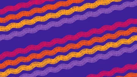 Vibrant purple background with diagonal wavy bands in orange yellow and pink  Иллюстрация