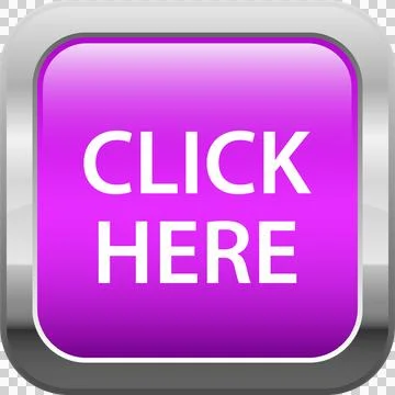 A vibrant purple button with a silver border, instructing viewers to "CLICK.. Stock Illustration