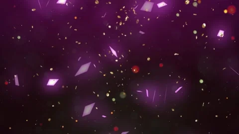 Vibrant purple confetti explosion with glittering particles Stock Footage 337534048