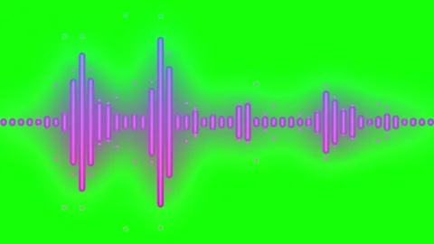 Vibrant purple digital audio waveform pulsing on a bright green chroma key Stock Footage 338327503