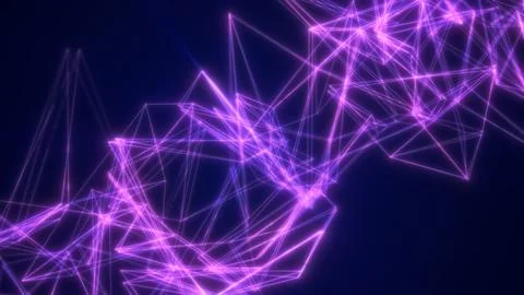 Vibrant purple digital mesh of interconnected lines forming geometric shape.. Stock Illustration
