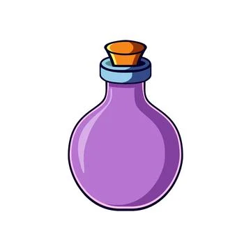 Vibrant Purple Elixir in Glass Bottle with Cork, Magic Unleashed Illustration