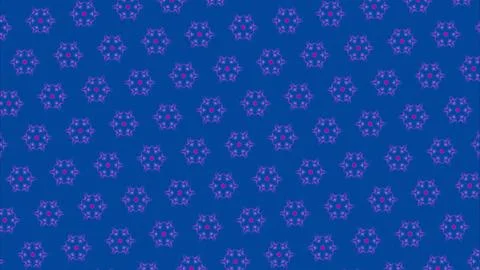 Vibrant purple floral pattern on deep blue background. Intricate geometric Stock Illustration