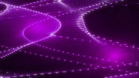 Vibrant purple glowing dots form flowing digital waves, creating a dynamic ab Stock-Footage 332803520