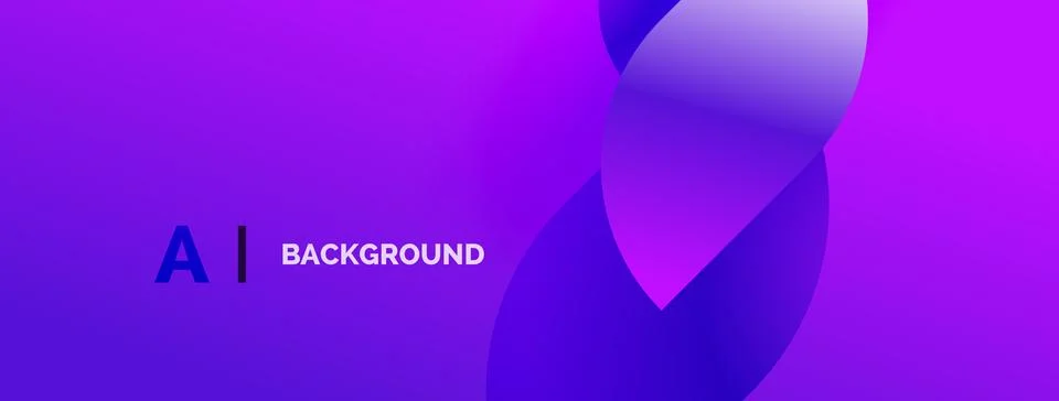 Vibrant purple gradient background features abstract shapes, text AI BACKGR.. Illustrazione stock