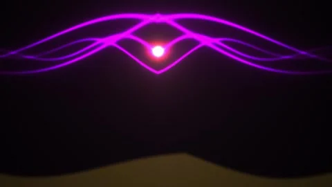 Vibrant purple light show with glowing orb and wavy lines in dark background. Stock Footage 337518124