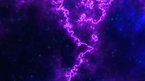 Vibrant purple lightning patterns across cosmic nebula background Stock Footage 323077651