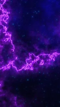 Vibrant purple lightning patterns across cosmic nebula background with glowin Illustrazione stock