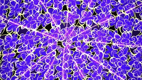 Vibrant purple network pattern with yellow and pink lines on black background Stock Footage 336710562