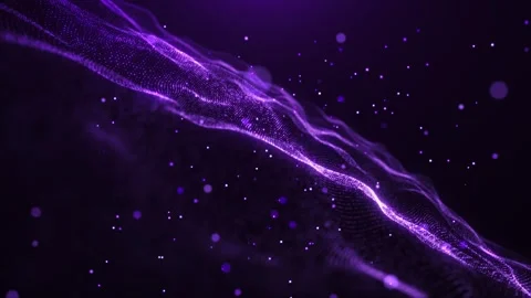 Vibrant purple particle waves flowing in a dynamic digital motion Stock Footage 328449187