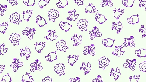 Vibrant purple seashells scattered on soft green background Stock Footage 322716837