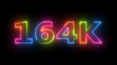 Vibrant Rainbow 164K Neon Text Animated Sign Displayed on Black Background .. Video stock 330416183