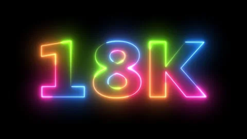 Vibrant Rainbow 18K Neon Text Loop Animation on Dark Background Dynamic Col.. Vidéo 330419964